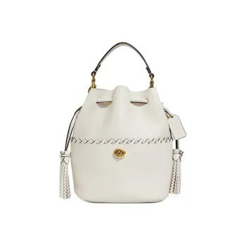COACH Leather Bucket Bag, Handbag, Shoulder Bag Women's White