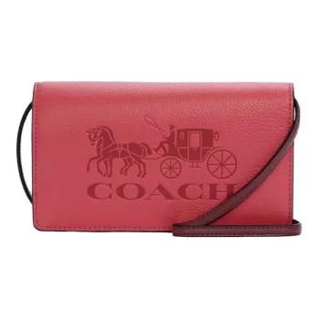 COACH Anna Leather Flap Bag Shoulder Bag Crossbody Bag Small Size Women's Strawberry Red