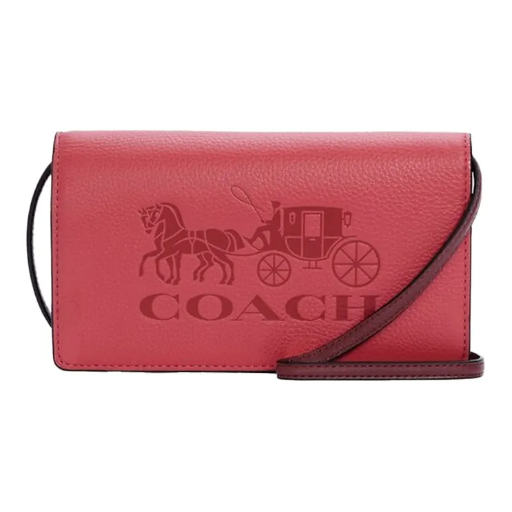 COACH Anna Leather Flap Bag Shoulder Bag Crossbody Bag Small Size Women's Strawberry Red-0