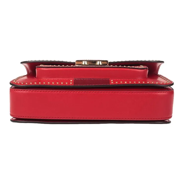 MICHAEL KORS Sloan Cow Leather Messenger Bag, Crossbody Bag, Shoulder Bag Women's Red Multicolor-5