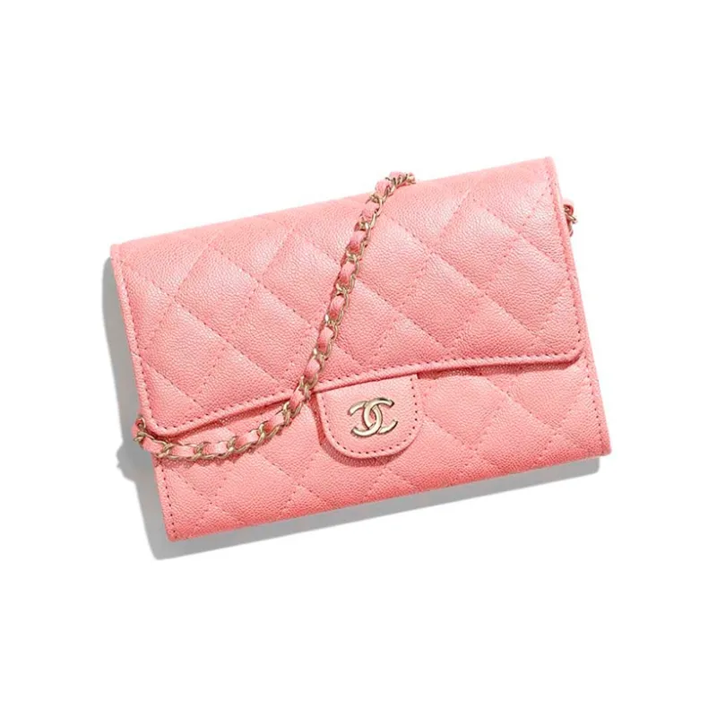 CHANEL Classic Flap CF Caviar Cow Leather Evening Bag, Chain Bag, Shoulder Bag Women's Pink-1