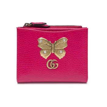 GUCCI Leather Wallet Regular Women's Rose Red