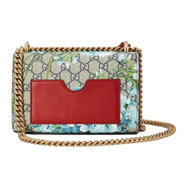GUCCI Padlock Canvas With Leather Box Bag Chain Shoulder Bag Crossbody Bag Small Size Women's Beige/Blue/Red-2