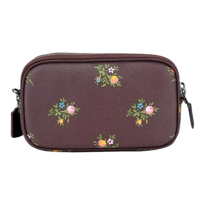 COACH Sadie Leather Clutch, Shoulder Bag, Crossbody Bag Small Size Women's Dark Burgundy-1
