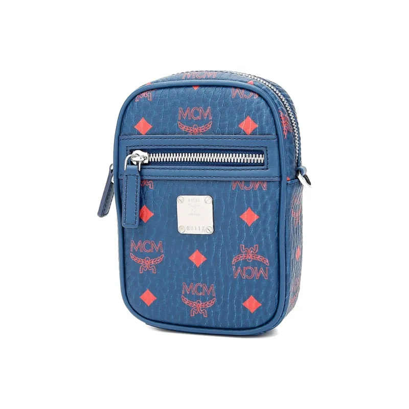 MCM Visetos Artificial Leather Crossbody Bag, Shoulder Bag Women's Blue-1