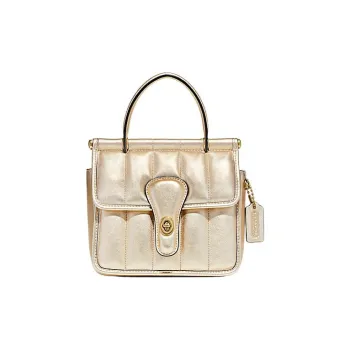 COACH Willis Calfskin Shoulder Bag, Crossbody Bag, Handbag Small Size Women's Champagne Gold