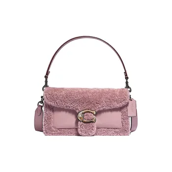 COACH Tabby Plush Sheepskin Leather Shoulder Bag Women's Pink