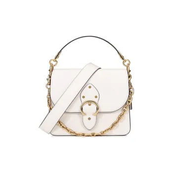 COACH Beat Leather One Shoulder Handbag Medium Size Women's Pink White