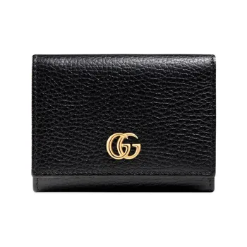 GUCCI Leather Cropped Foldable Wallet Women's Black