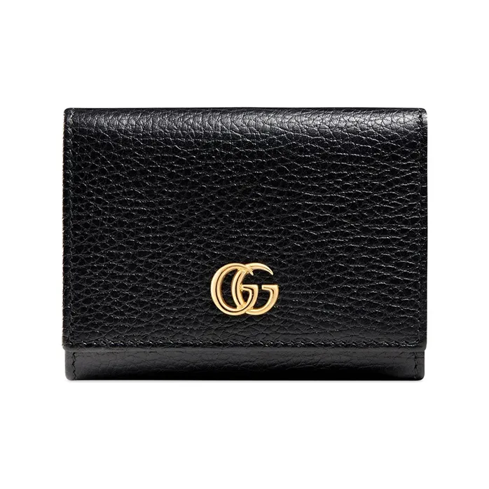 GUCCI Leather Cropped Foldable Wallet Women's Black-0