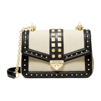 MICHAEL KORS Soho Canvas With Leather Crossbody Bag, Shoulder Bag Women's Black & White