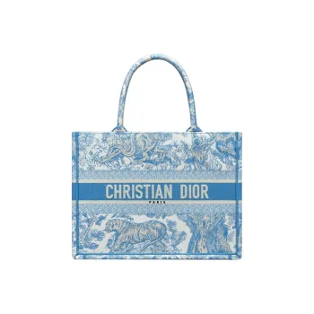 DIOR BookTote Canvas Canvas Bag Tote Bag Shopping Bag Handbag Medium Size Women's Cornflower Blue
