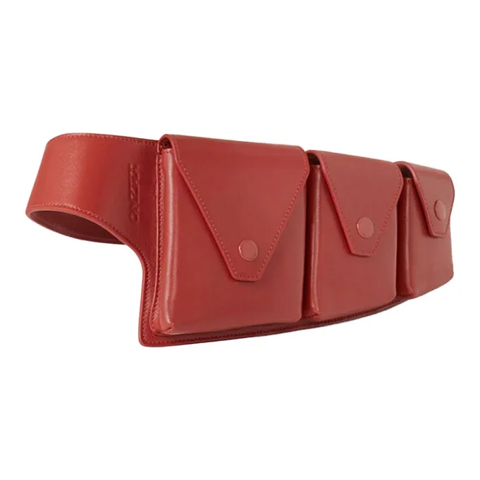 KENZO Leather Belt Fanny Pack Unisex Red-1