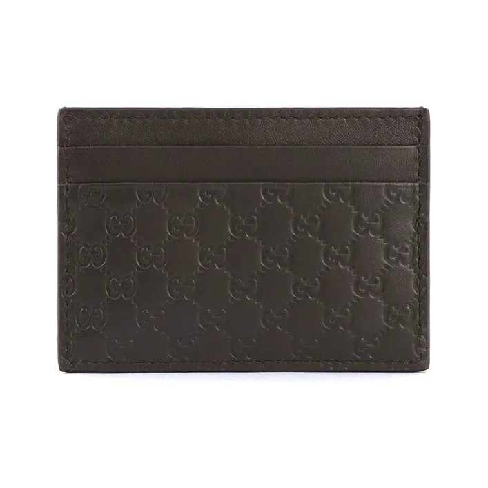 GUCCI Leather Card Holder Card Holder Men's Coffee-1