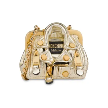 MOSCHINO Sheepskin Shoulder Bag Crossbody Bag Mini Women's Gold