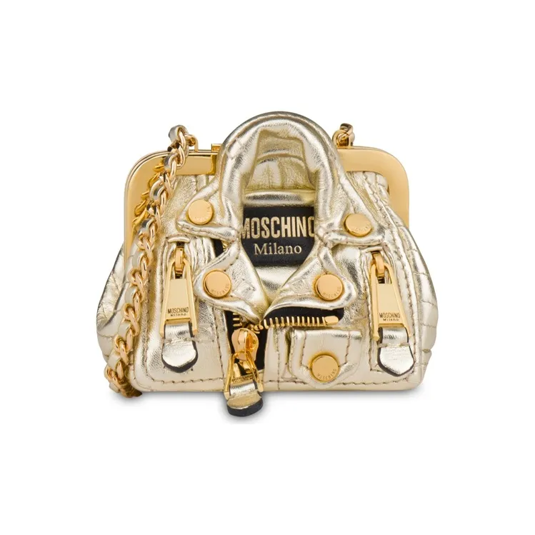 MOSCHINO Sheepskin Shoulder Bag Crossbody Bag Mini Women's Gold-0