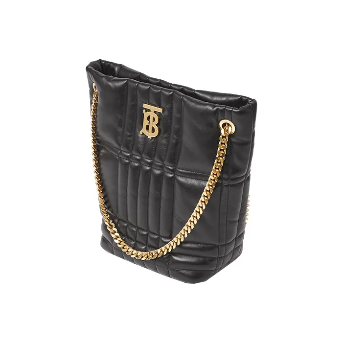 Burberry Quilted Leather Small Lola Bucket Bag Black/Gold tone-2
