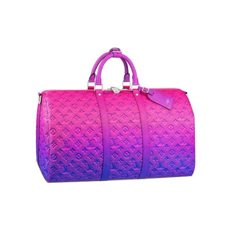 LOUIS VUITTON Keepall 50B Taurillon Illusion Blue/Pink-0