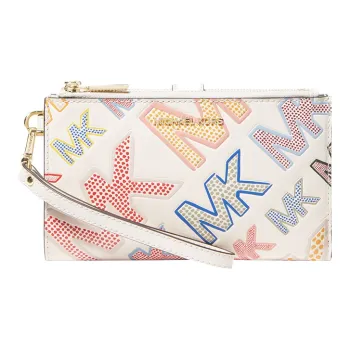 MICHAEL KORS MICHAEL KORS Handbag Collection Jet Set Cow Leather Clutch Women's Cream & Red Multicolor