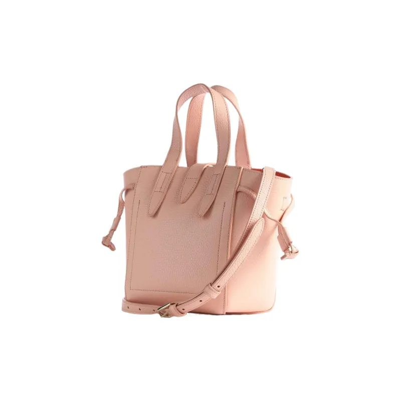 Furla Net Collection Pebbled Leather Basket Bag Shoulder Bag Crossbody Bag Handbag Mini Women's Cherry Blossom Pink-2