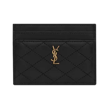 SAINT LAURENT GABY Quilting Sheepskin Card Holder Women's Black