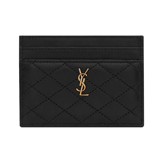 SAINT LAURENT GABY Quilting Sheepskin Card Holder Women's Black-0