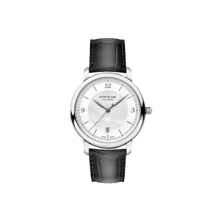 MONTBLANC Mechanical Movement Men's Watches Watch 39mm White Dial Stainless Steel Case Genuine Leather Strap-0