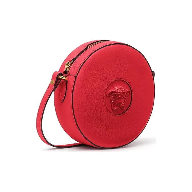 VERSACE La Medusa Leather Camera Bags Crossbody Bag Shoulder Bag Women's Red-1