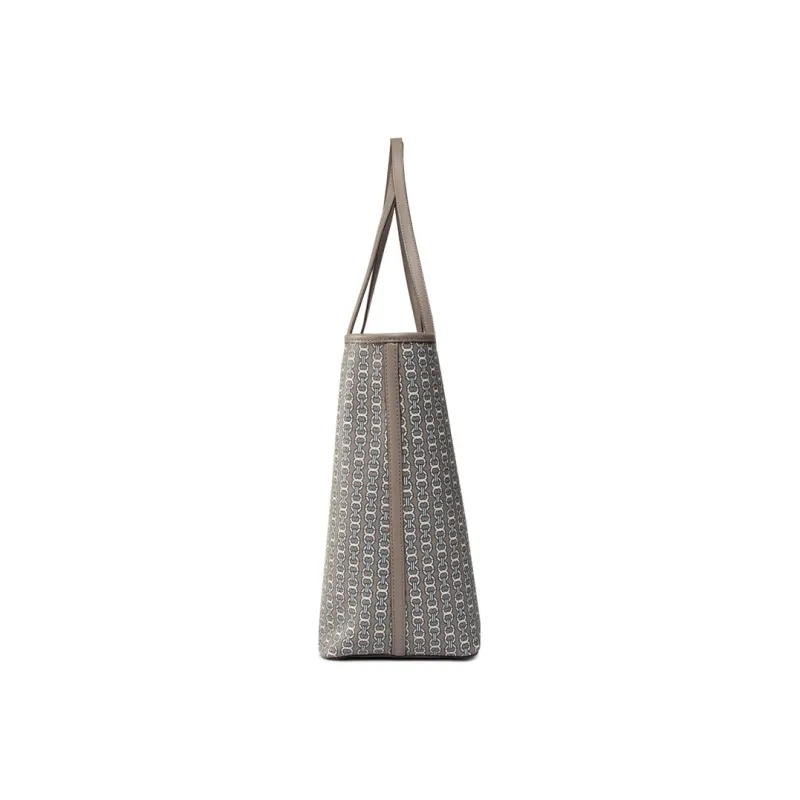TORY BURCH Gemini Link Coated Canvas Tote Bag, Shopping Bag, Handbag, Shoulder Bag Women's Gray-2