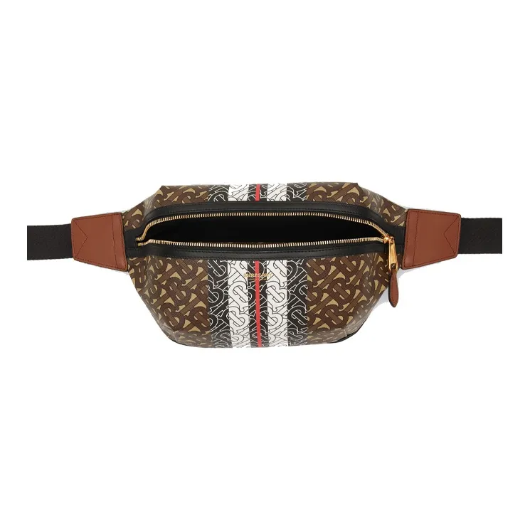 Burberry Canvas Bag, One Shoulder Crossbody Fanny Pack Medium Size Unisex Brown-1