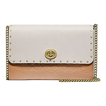 COACH Marlow Calfskin Leather Shoulder Bag Crossbody Bag Small Size Women's White & Khaki