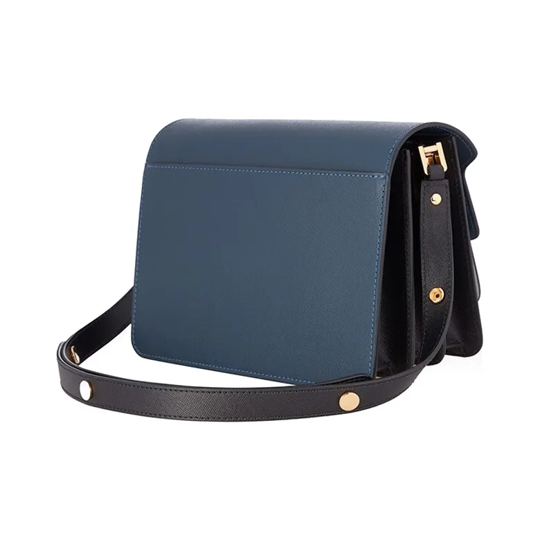 MARNI Trunk Cow Leather Trunk Bag, Crossbody Bag, Shoulder Bag Women's Blue/White-2