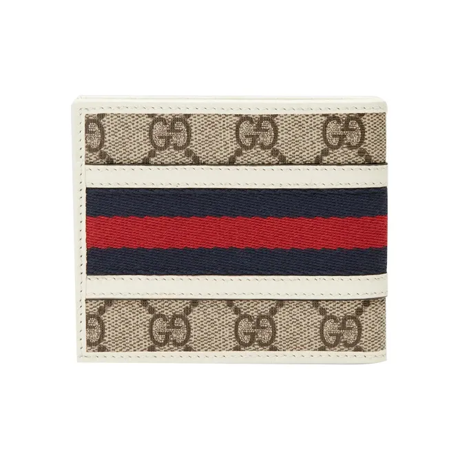 GUCCI Ophidia Canvas With Leather Cropped Wallet Men's Ebony & White-1