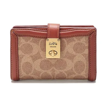 COACH Hutton Leather Handheld Wallet Regular Women's Rusty Brown