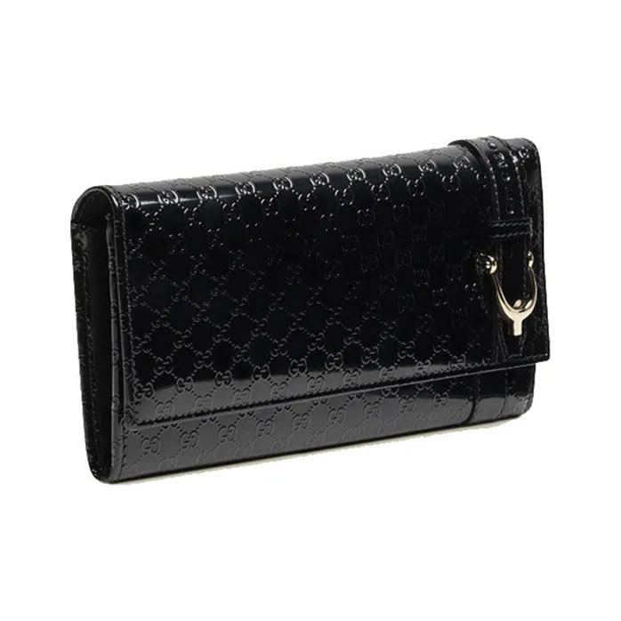 GUCCI Patent Leather Wallet Women's Black-1