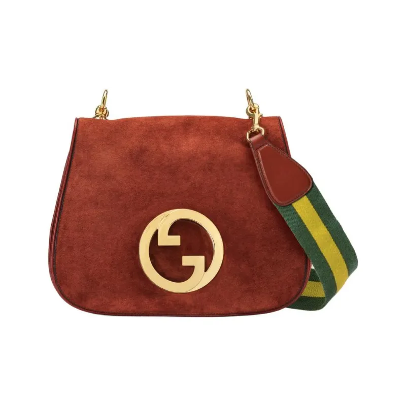 GUCCI Blondie Suede Handbag Shoulder Bag Medium Size Women's Deep Red-0