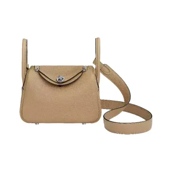 HERMES Lindy Taurillon Clemence Leather Handbag Shoulder Bag Crossbody Bag Mini Women's Trench Coat Beige