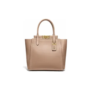 COACH Troupe Leather Crossbody Tote Bag, Tote Bag, Handbag Medium Size Women's Stone Color
