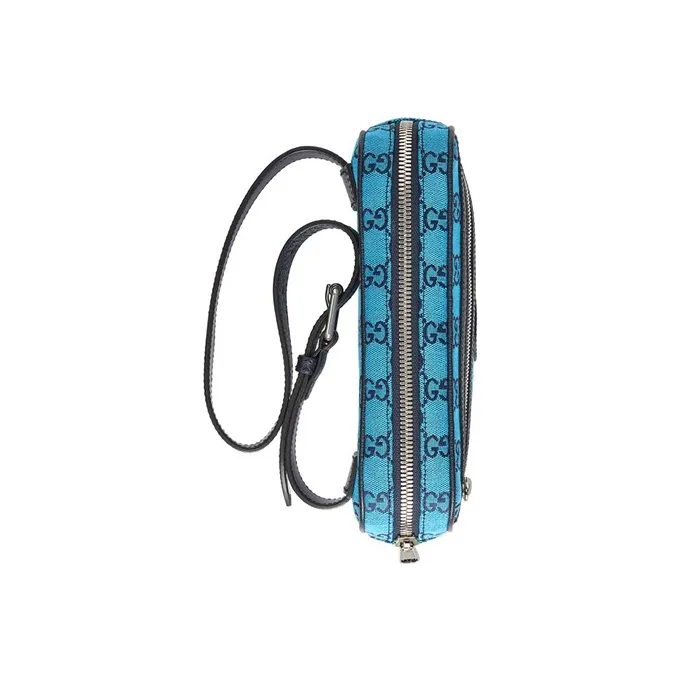 GUCCI GG Multicolor Canvas With Leather Canvas Bag Sling Bag Fanny Pack Unisex Blue/Dark Blue-4