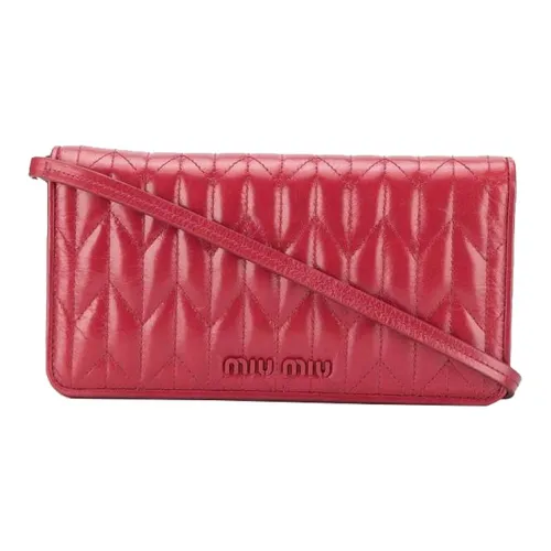 MIU MIU Leather Handbag Crossbody Bag Mini Women's Red