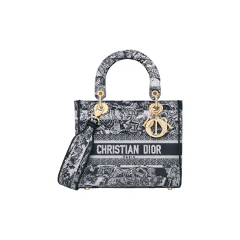 DIOR Lady D Lite Embroidery Lady Dior Bag, Shoulder Bag, Crossbody Bag, Handbag Medium Size Women's Marine Blue