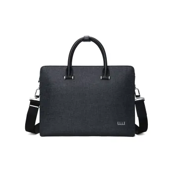 ELLE HOMME Hard Leather Cow Leather Briefcase Handbag Shoulder Bag Crossbody Bag Regular Men's Gray Blue
