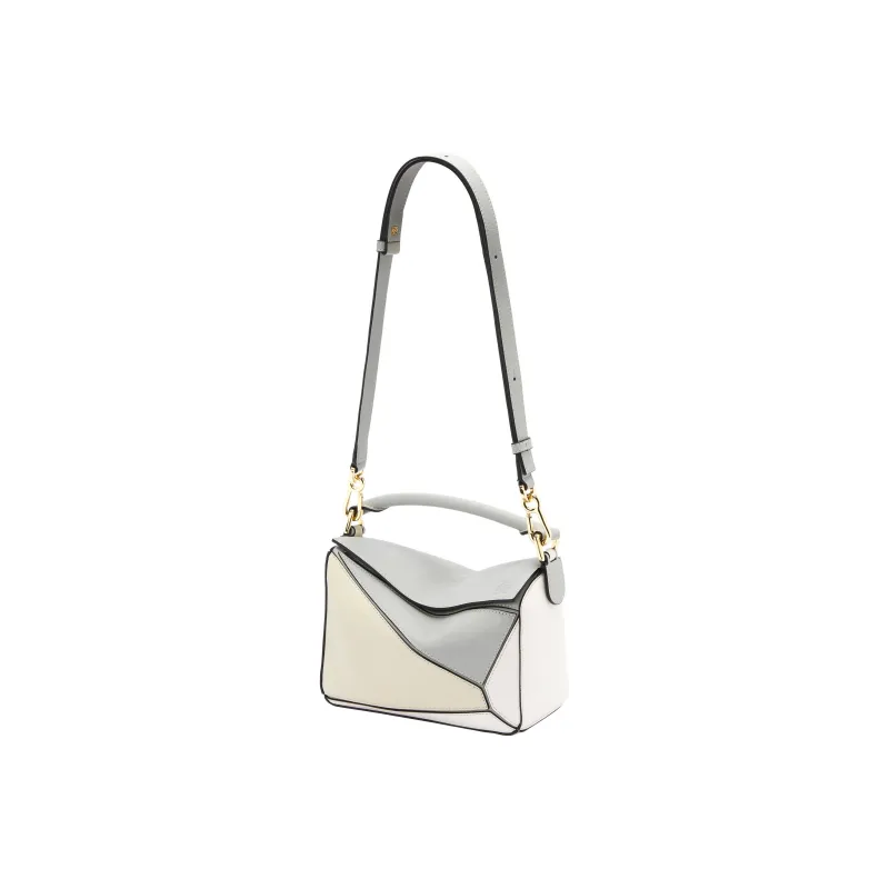 LOEWE Puzzle Bag In Classic Calfskin Small Ash Grey/Marble Green-4