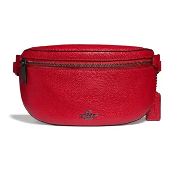 COACH Leather Crossbody Bag Sling Bag Fanny Pack Small Size Women's Red Apple Color