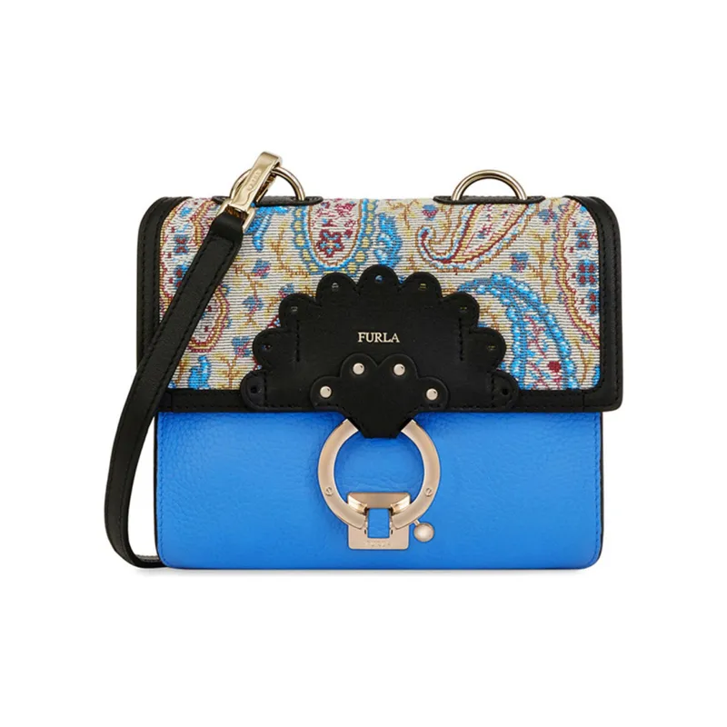 Furla Scoop Leather Shoulder Bag Crossbody Bag Women's Light Blue-1