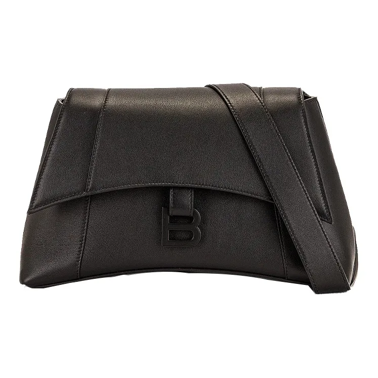 Balenciaga Downtown Soft Calfskin Shoulder Bag Women's Black-0