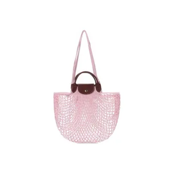 LONGCHAMP Fabric Shopping Mesh Pocket Handbag Shoulder Bag Regular Women's Pink