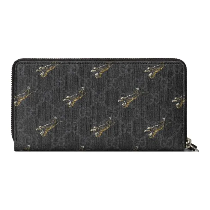 GUCCI Canvas With Leather Wallet Men's Black Gray-1