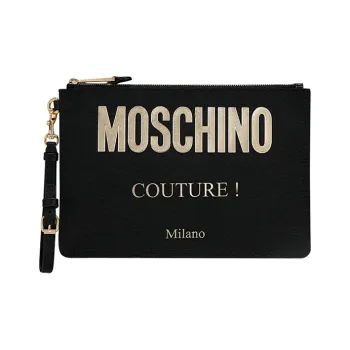 MOSCHINO Leather Clutch Unisex Black
