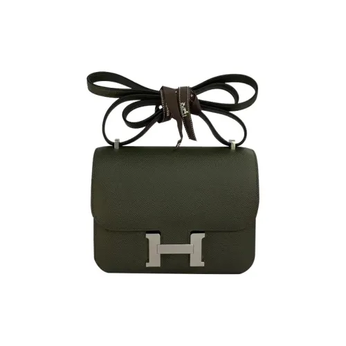 HERMES Constance Epsom Leather Shoulder Bag Crossbody Bag Mini Women's C6 Vert De Gris Gray Green